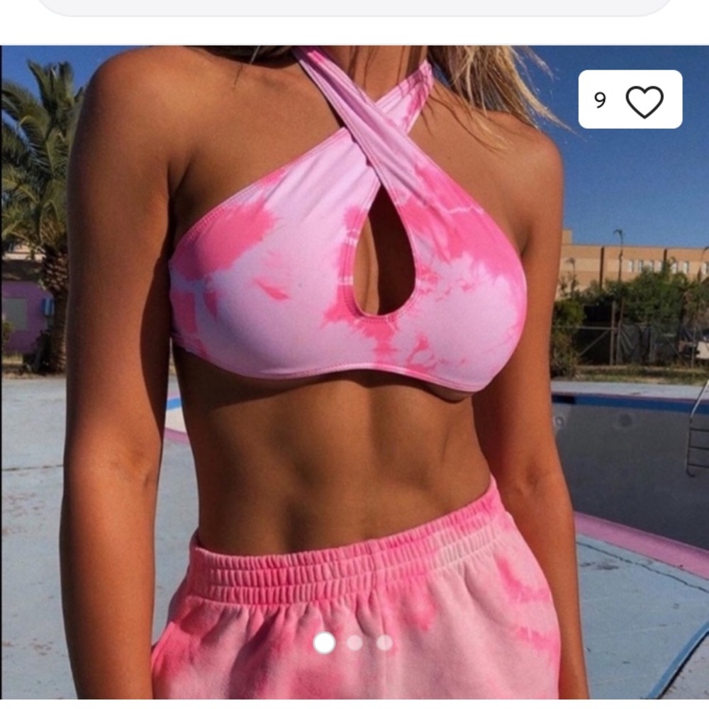 Frankie’s Bikinis X Sophia Richie Pink Sunny Tie dye bikini top XS - Picture 2 of 12